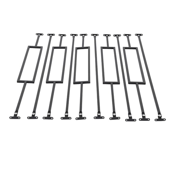 10 Pack Wrought Iron Balusters with Base,Staircase Decorative Metal Balusters,44.49x8.66x4.33in Deck Balusters Iron for Staircases (5 Straight Balusters 5 Rectangle Balusters)