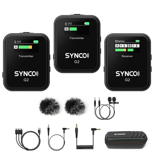 Micrófono Lavalier inalámbrico SYNCO G2 (A2) 2.4G de doble canal