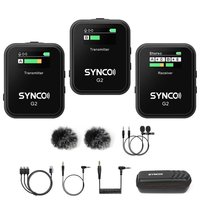 Micrófono Lavalier inalámbrico SYNCO G2 (A2) 2.4G de doble canal
