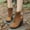 Brown, variant on Women Winter Boots, Round Toe Dressy with Heel Casual with Side Zipper Short Boots, Autumn Winter for Dresses Chunky Heel Shoes, Ankle Booties , Black, 41