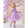 thumbnail image 6 of IDOPIP Infant Baby Flower Girl Dress Asymmetric Shoulder 3D Flowers Toddler Wedding Formal Birthday Party Pageant Tiered Tulle Gowns Tutu Dresses 3-4 Years Purple, 6 of 7