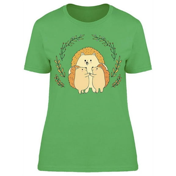 Cute Hedgehog Family Cartoon T-Shirt Women -Image by Shutterstock, Female x-Large