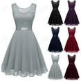 thumbnail image 2 of Women's Cocktail Dresses Prom Wedding Guest Short Bridesmaid Dresses Ruffle Hem Sleeveless Lace Formal Dress, 2 of 7