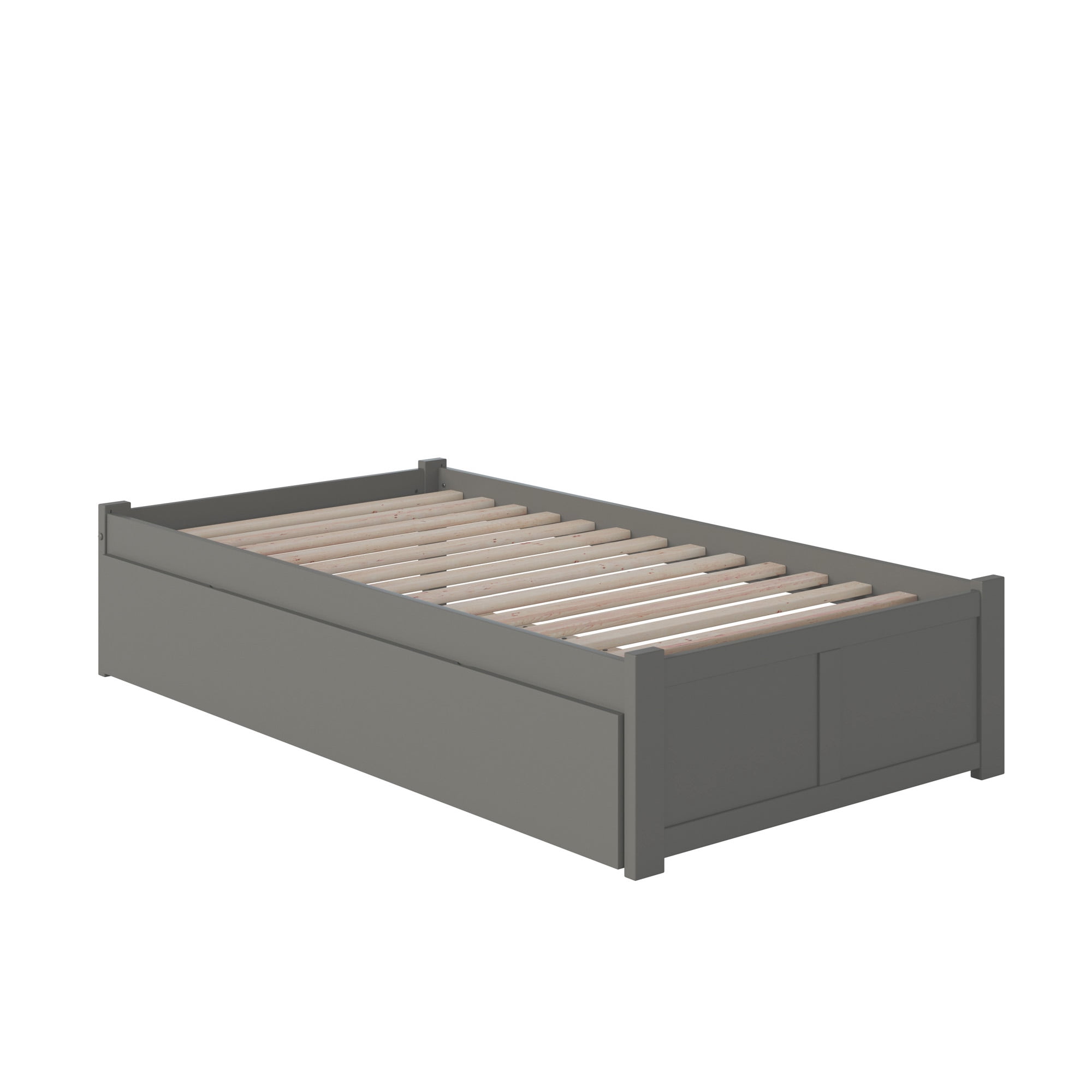 AFI Concord Twin Solid Wood Platform Bed with Footboard & Twin Trundle, Grey