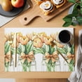 thumbnail image 2 of Rustic Tulip Placemats Set of 2, Vintage Watercolor Yellow Floral Green Leaf Plant Non-Slip Place Mats Washable Table Mats for Kitchen Dining Table Decorations Indoor/Outdoor, 2 of 9