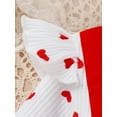 thumbnail image 5 of Newborn Baby Girl Valentines Day Outfit Ruffled Romper Hearts Suspender Shorts with Headband Fall Winter Clothes, 5 of 9