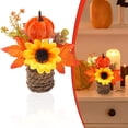 thumbnail image 2 of Goowood Fall Table Centerpiece Artificial Autumn Potted Plant with Sunflower Pumpkin Maple Leaves Woven Pot for Thanksgiving Dining Table Home Decor, 2 of 6