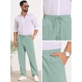 thumbnail image 5 of DARING DIVA Men's Beach Pants Drawstring Waist Breathable Summer Linen Pants 32 Green, 5 of 6