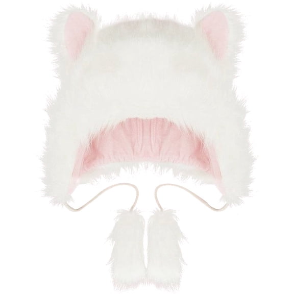 vlrwzc Kawaii Cat Ear Beanie Hat Plush Winter Warm Cap Funny Anime Hat Lovely Lolita Hat Party Hat for Women