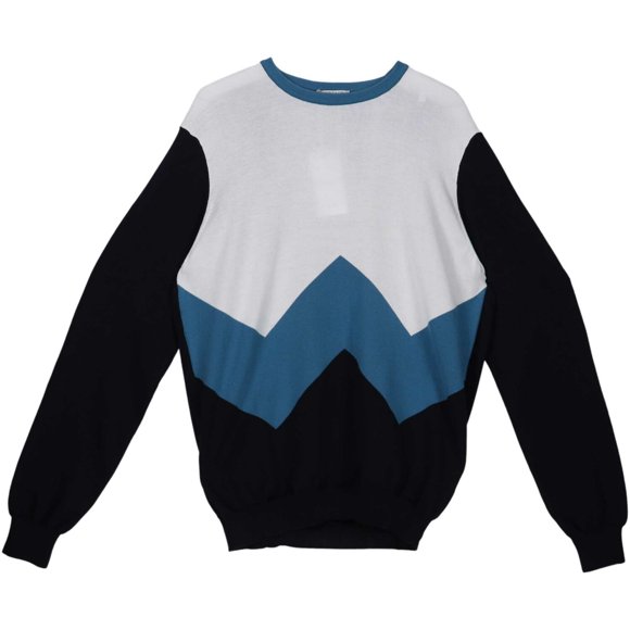 Heritage Men's White / Blue V Neck Sweater Pullover - L