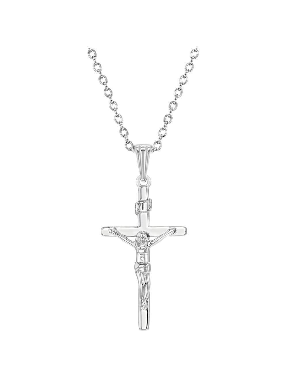 925 Classic Crucifix Charm Large Sterling Silver Cross Pendant 1 1/4" Length 