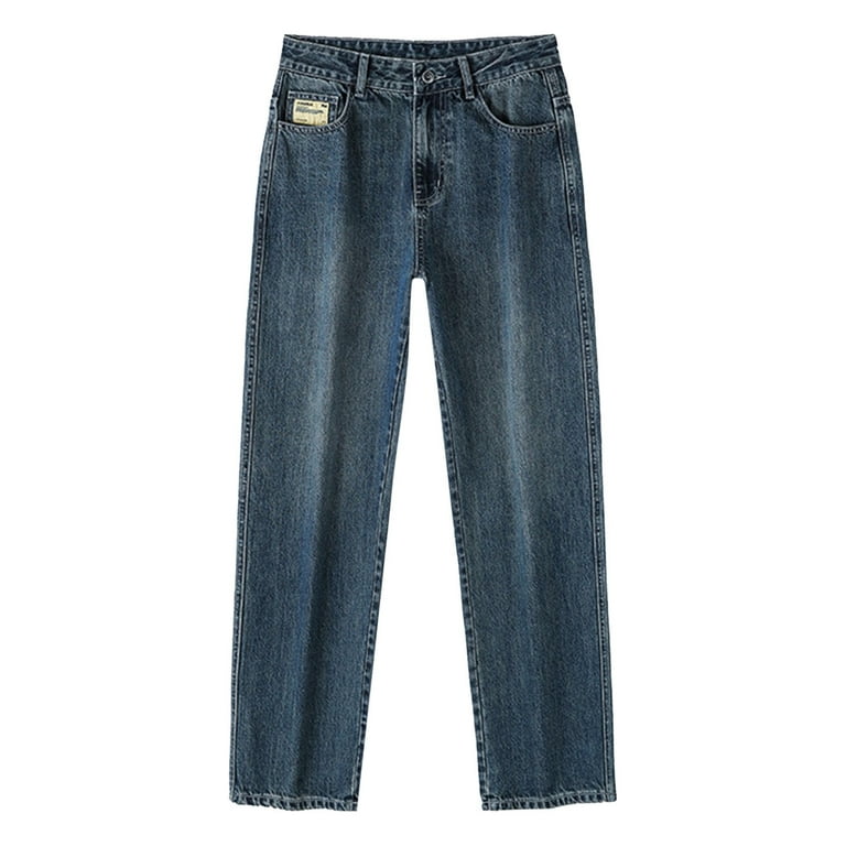 WEAIXIMIUNG Cargo Jeans For Men Stretch Fit Men'S Vintage Baggy Jeans Denim  Loose Retro Wash Jeans Side Patchwork Straight Pants