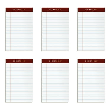 TOPS™ Docket™ Writing Tablet, 5" x 8", Jr. Legal Rule, White, 50 Sheets Per Pad, Pack Of 6 Pads