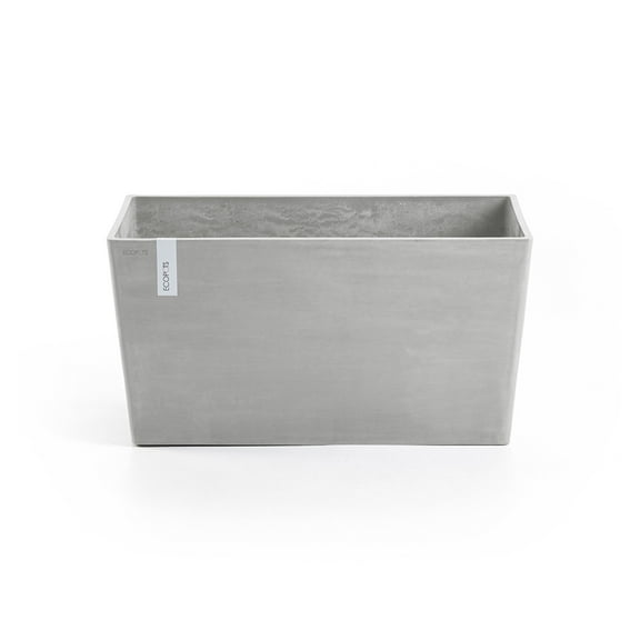 Ecopots Paris Durable Modern Rectangular Indoor/Outdoor Recycled Based Composite Flower Planter, White Grey, 31.5"