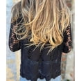 thumbnail image 6 of Women Cardigan Crochet Sweater Hollow Out Button Front V Neck Long Sleeve Knit Crop Sweater Top Black L, 6 of 7