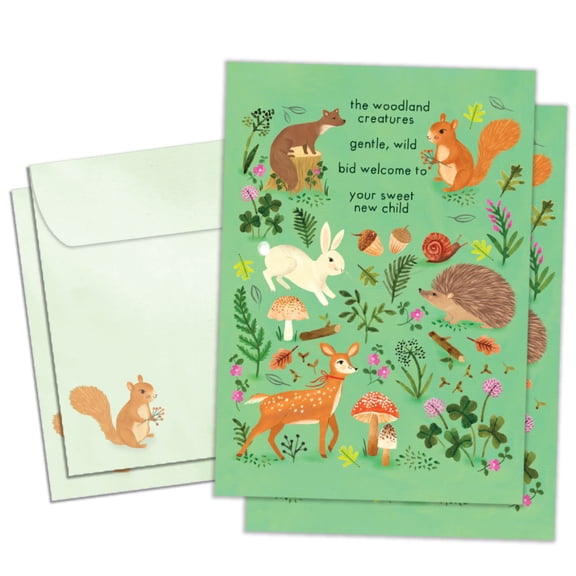 Tree-Free Greetings New Baby Greeting Card 2 Pack, 5 x 7, Woodland Welcome (GT69425)