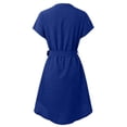thumbnail image 5 of JIAYUE Women's Dress Sashes Belt Knee-Length Casual Solid Color Short Sleeve V Neck Loose Stylish Female Dresses, 5 of 5