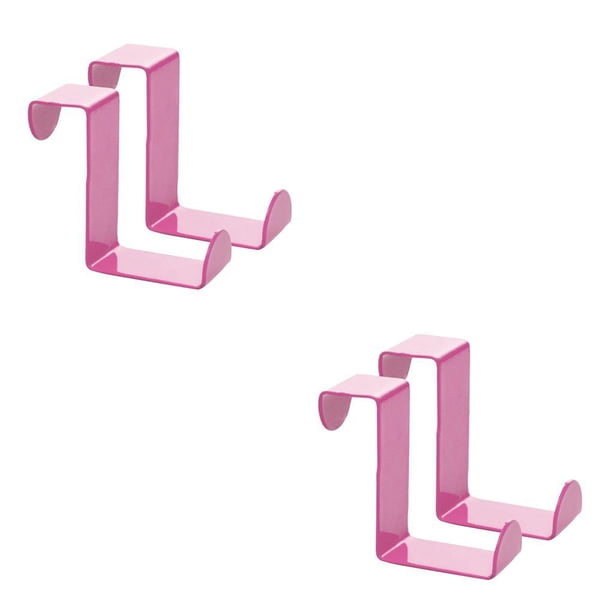Cateissary 2pcs Over Door Hooks Stainless Steel Z-shaped Nail-Free Rack Hangers Hanger Sturdy Household Cabinet Clasp Kitchen rosado 2Conjunto