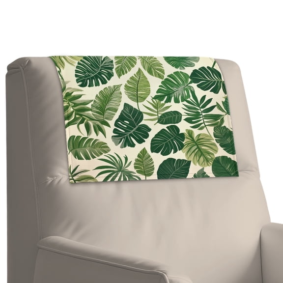 Xoenoiee Tropical Palm Leaf Print Leather Headrest Cover for Recliner Chair, Sofa Headrest Protector, Theater Seat Cover Head Protector Covers for Home & Office Sofa,17 Wx27 L, 1 Pack