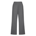 thumbnail image 4 of WILLBEST Fall Clothes Women Summer D Fashion Pants for Women Drawstring Elastic High Waist Linen Pant Straight Wide Leg Cropped Trouser Softstream Pants, 4 of 4
