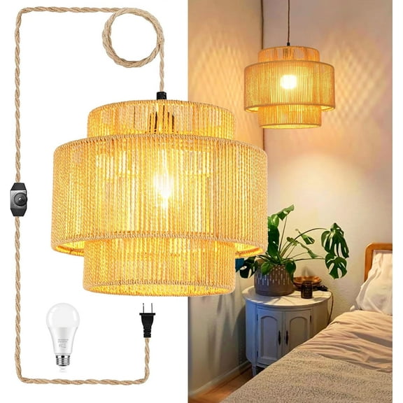 Pink Plug in Pendant Light Glass Hanging Lights with Plug in Cord Boho Hanging Lamp Gold Mid Century Modern Vintage Dimmable Flower Plug in Chandelier Ceiling Fixture for Living Room,Bedroom
