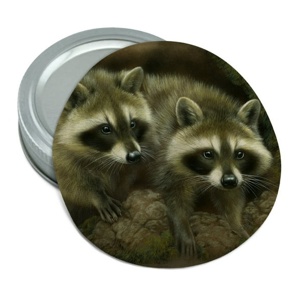 Cute Raccoons Curiosity Round Rubber Non-Slip Jar Gripper Lid Opener