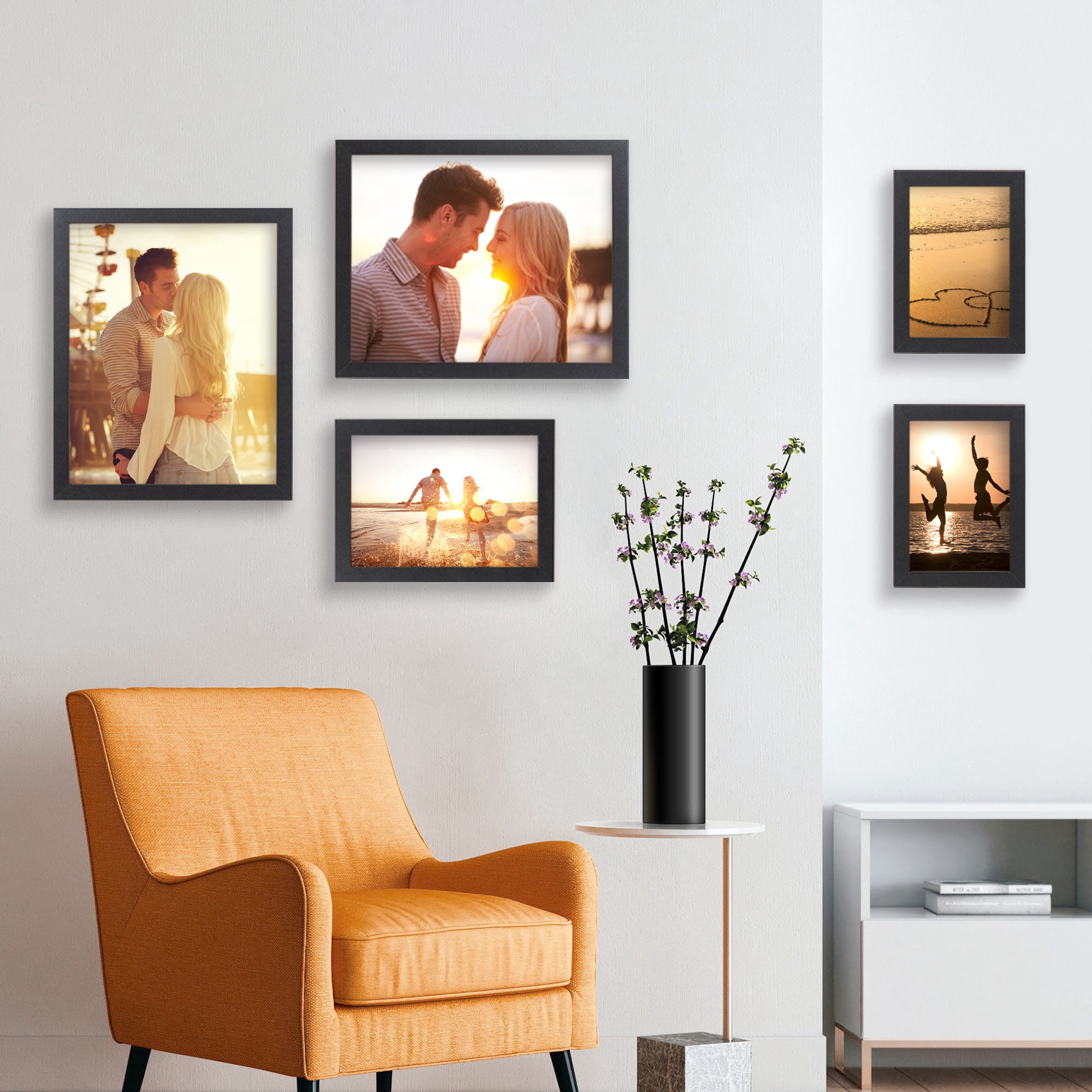 Meframe 10PACK Wooden Collage Picture Frame Set, Wall and Tabletop Display Photo Frames, Multiple Sizes Including 8x10, 5x7, 4x6, Black