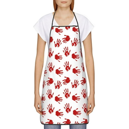 

Goofa Bib Apron Unisex Aprons Adjustable Waterdrop Resistant Cooking Kitchen Apron for Chef Bloody Hand Pattern Apron Bulk