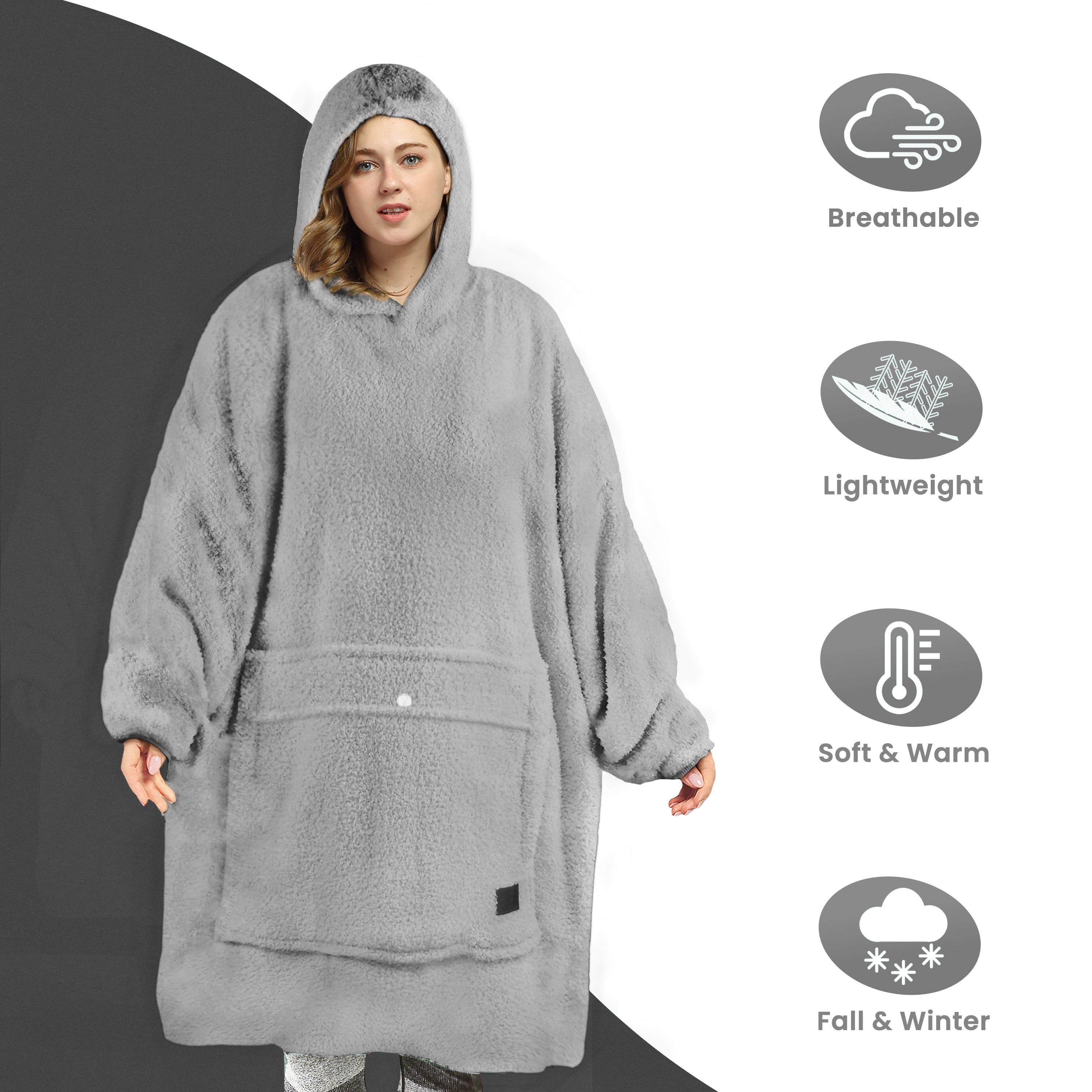 Tirrinia Oversized Wearable Blanket Hoodie, Fleece Home Blanket Sweatshirt, Warm Blanket with Sleeves, Gift for lover