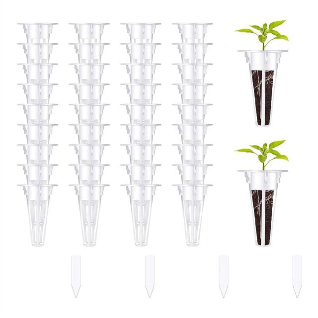 100 cestas de cultivo hidropónico, cestas de repuesto compatibles con hidroponía con 100 etiquetas de plantas