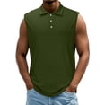 thumbnail image 3 of Ceisia Men's Casual Sleeveless Polo Shirt Solid Color Half Button Collared with Pocket Lightweight Soft Breathable Classic Fashion Vest Top Gifts for Father Green 3X, 3 of 8