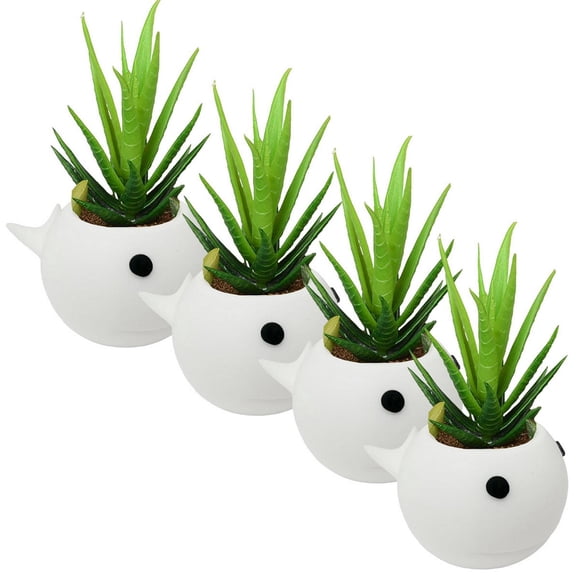 Maceta Decorativa para Oficina 3D BalleFlowyWhite 4 Pzs 6.5x11cm Azul No incluye Planta.