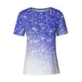 thumbnail image 4 of GaThRRgYP Workout Tops for Women,Summer Tops for Girls,Women's Casual Sparkling Crystal Printed Round Neck Short Sleeved Top, 4 of 4