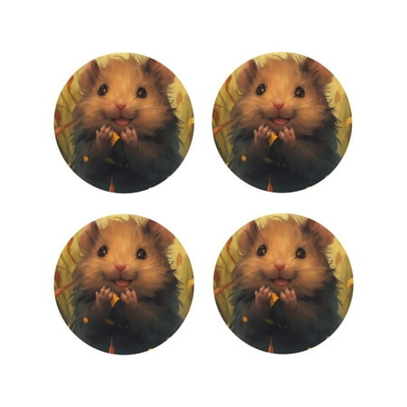

Fuzoiu Cute Sunflower Guinea Pig Print Leather Coasters Set Drink Coasters Set of 4 for Tabletop Protection Durable PVC Coasters Home Décor and Housewarming Gift-Round Shape