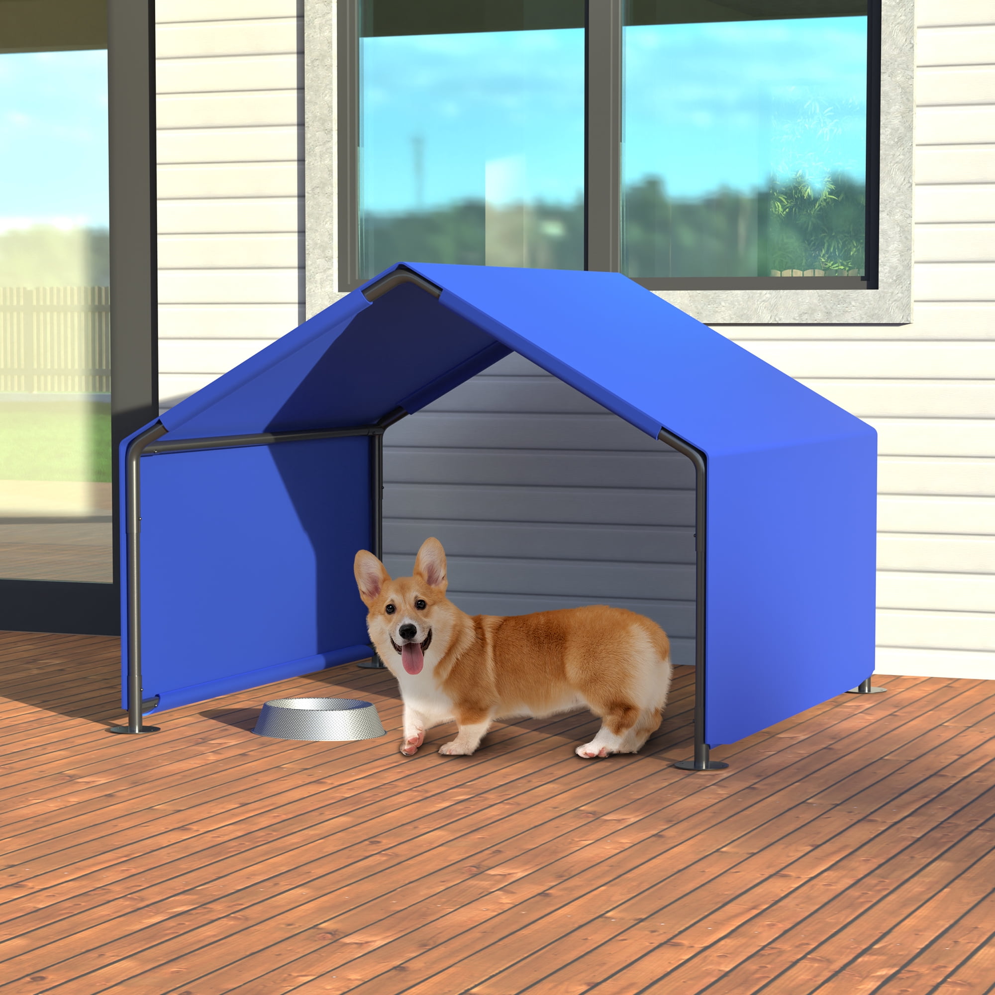 Leumius Dog Shade Shelter Outdoor Tent for Small Medium Dogs, Waterproof Sun Protection Pet House for Garden Patio Backyard Blue
