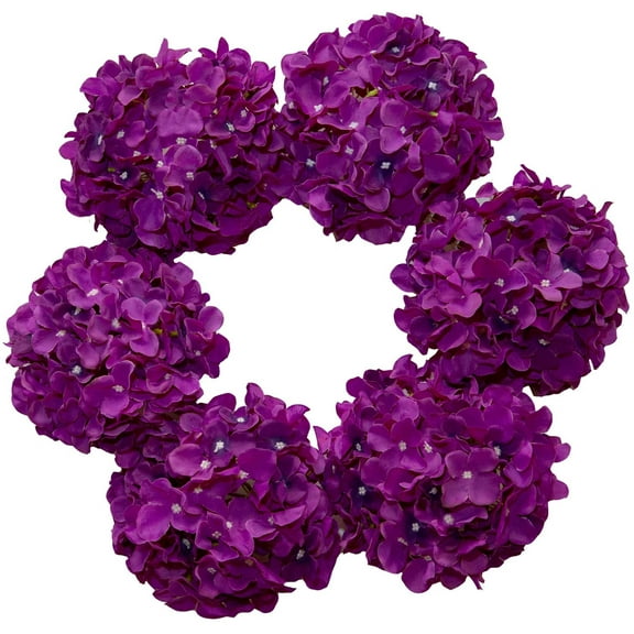 Silk Hydrangea Artificial Flowers Heads with Stems for Wedding Home Decor Pack of 6 (Purple)