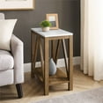 thumbnail image 4 of Table d'Appoint Étroite en Faux Marbre Blanc/noyer Naturel, 4 of 6