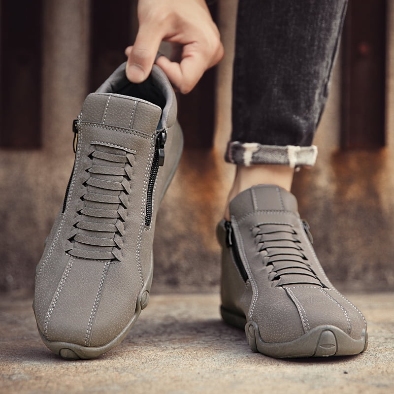 CORASUN Men's Waterproof Casual Shoes, Lightweight & Non-Slip, with Side Zipper, for Daily Wear, Hiking, Driving, High-Top Fashion Sneakers