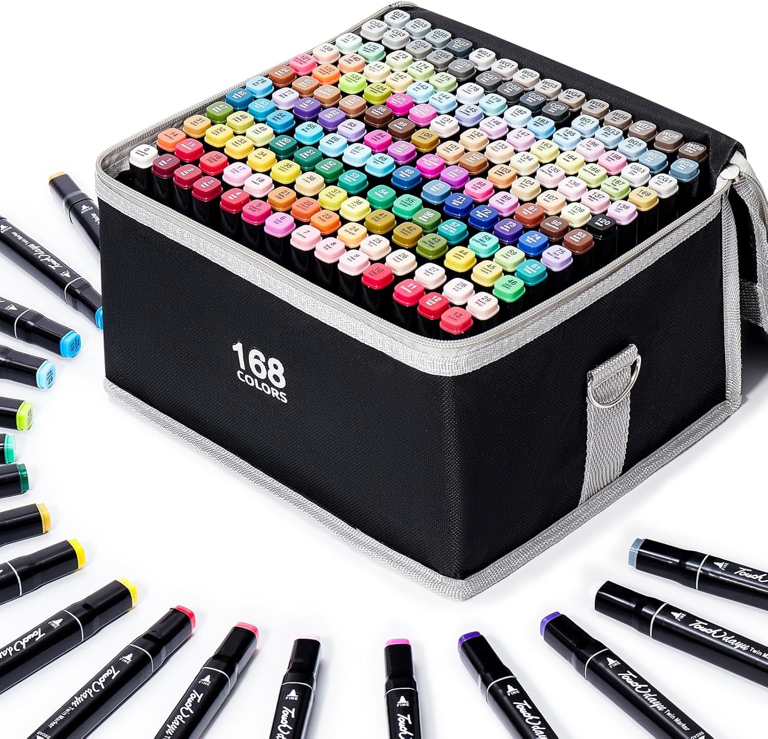 AEDAGA 200 Colors Art Markers, Dual Tip with Kickstand Case, Free