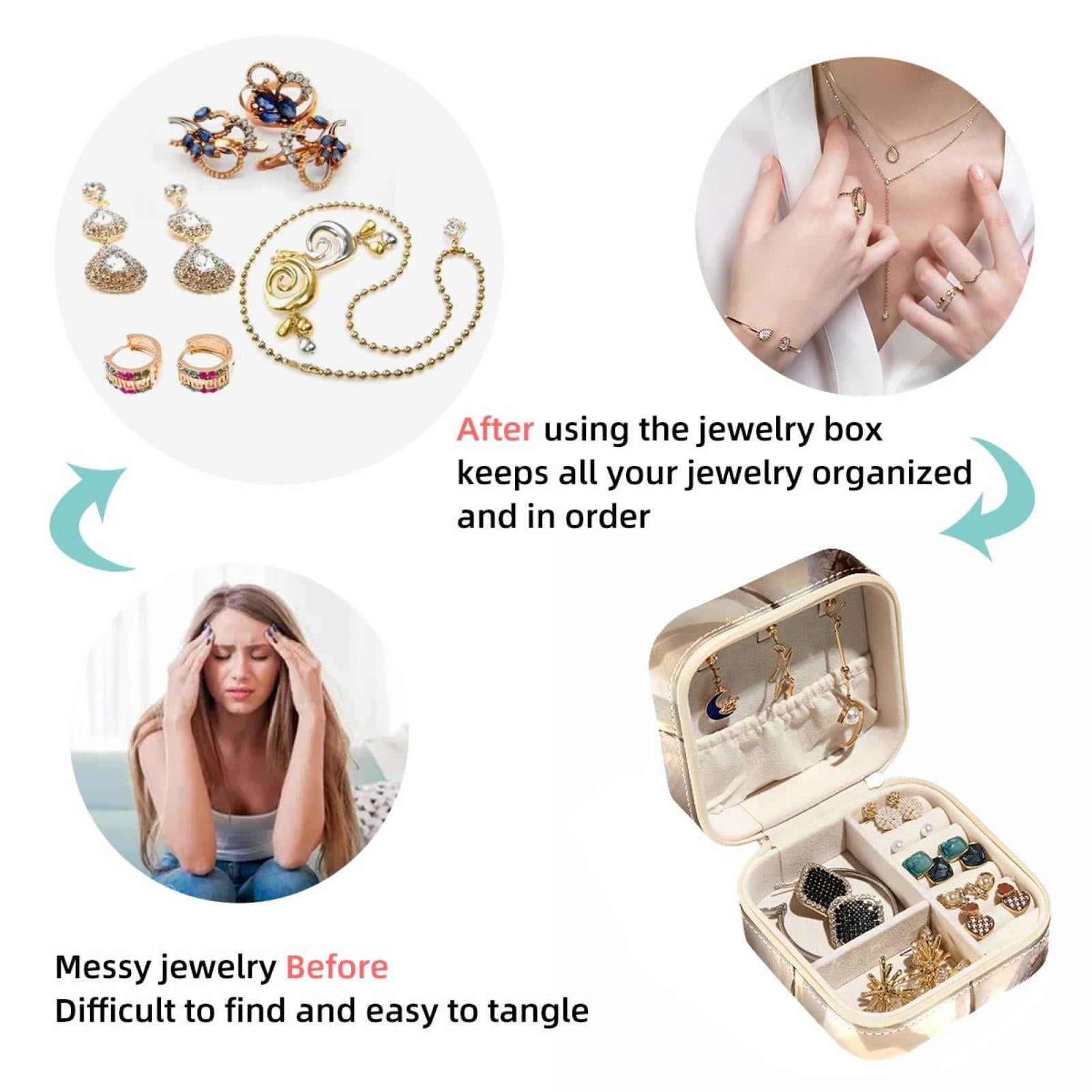 PhooArto Small Jewellery Box, Cherry on Wood Board Portable Travel Mini Jewelry Case for Women Leather Ring Organizer