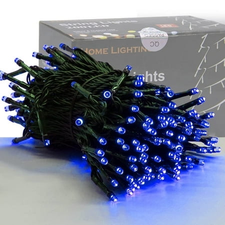 HOME LIGHTING Guirlande Lumineuse Décorative de Noël 66 Pieds, 200 LED Fil Vert Fée Étoilé Guirlande Lumineuse à Brancher, 8 Modes d'Éclairage, pour Décoration de Mariage Arbre de Noël Intérieur Extérieur (Bleu)