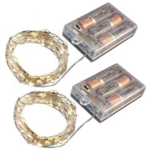 JH Specialties 66702 Battery Operated LED Waterproof Mini String Lights With Timer Warm White, Set of 2