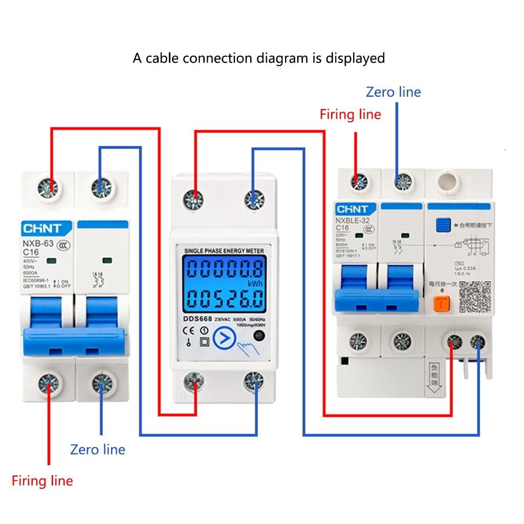 Electricity Meter Din Rail Consumption Wattmeter Monitors Multimeter LCD Display