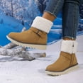 thumbnail image 5 of Viluyesy Snow Boots for Womens, Mid Calf Warm Faux Fur Lined Anti-Slip Thick Sole Winter Outdoor Fashion Suede Boots Brown US7, 5 of 9