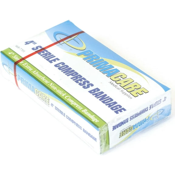 Primacare WB-7701-5 First Aid Sterile Compress Bandage for Wound Dressing, Medical Supplies Gauze Bandage Rolls, 4" x 7" Pad, Pack of 5 Gauzes