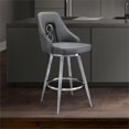 thumbnail image 3 of Home Square 2 Piece Faux Leather and Stainless Counter Stool Set in Vintage Gray, 3 of 9
