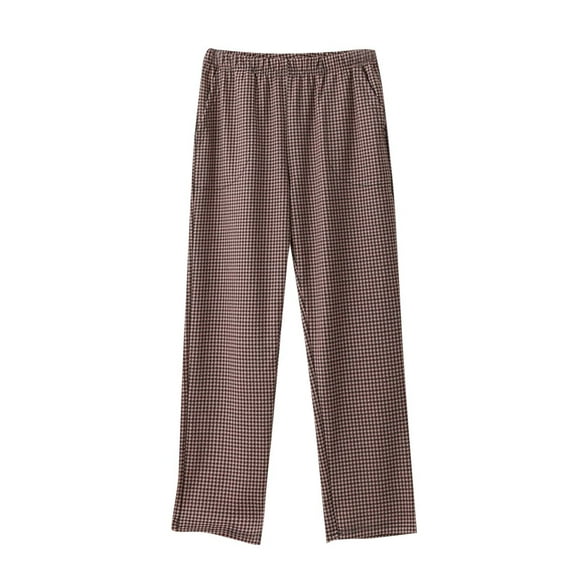 Amzcrzy Women's Pants Fashion Cozy Plaid Pajama Pants Elastic Waist Baggy Casual Pants Open Bottom Pajama Pants with Pockets