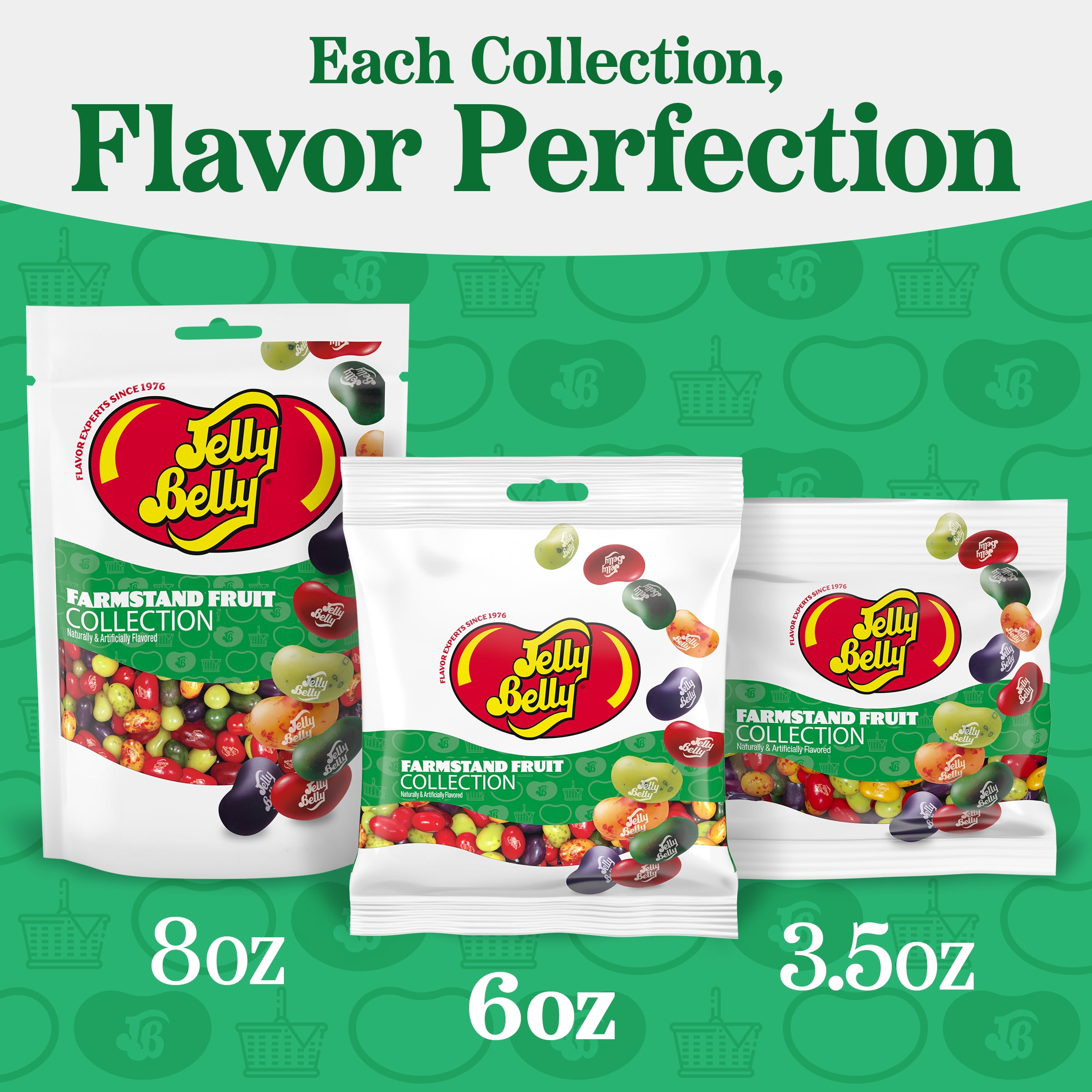 Jelly Belly Farmstand Fruit Jelly Bean Collection - 6 oz Peg Bag, 12-Count Case - Genuine, Official, Straight from the Source
