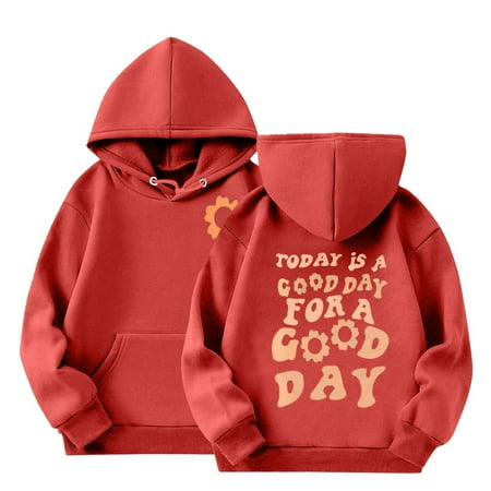 

GEZHEN Boys and Girls Padded Today Is a Good Day for a Good Day Hooded Sweatshirt with Drawstring Pockets 7-8 Years