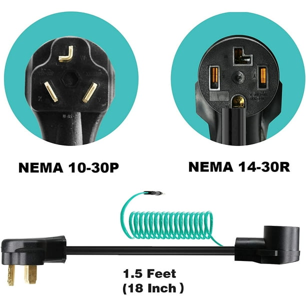 Dryer Adapter 4 Prong to 3 Prong, 4P Newer Dryer to 3P Older House